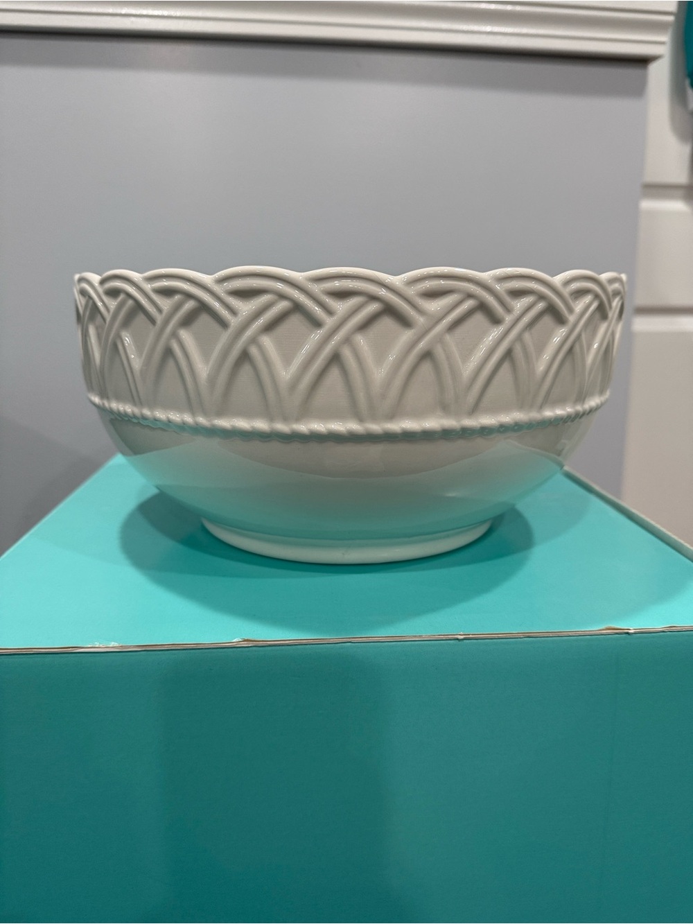 Vintage Tiffany & Co. White Lattice Ceramic Decorative Bowl